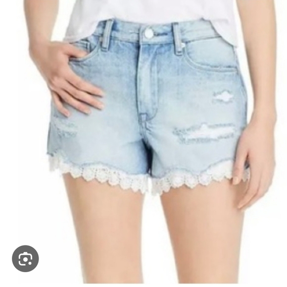 BLANK NYC VINTAGE HIGH ROSE DENIM SHIRTS LACE TRIM BOHO - Picture 1 of 13